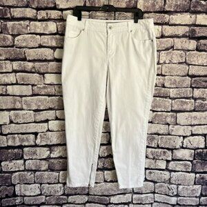Chico’s Platinum White Denim Ankle Pants Size Large